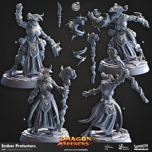 Ember Protector Female Dragonborn Mages Dragon Seekers - 28mm or 32mm Miniatures