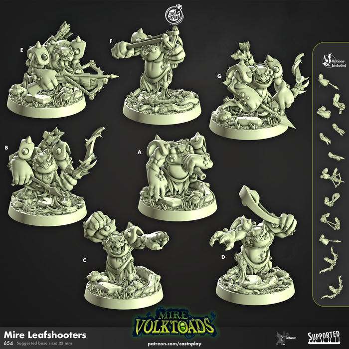 Mire Leafshooters Frogmen Toads - 28mm or 32mm Miniatures - Mire Volktoads