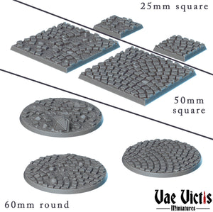 Cobblestone Gothic Bases for D&D Miniatures 25mm 32mm 60mm and 100mm