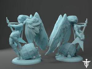 Sexy Aasimar Paladin Valkerie Fallen and Rocker Variants 28mm or 32mm Miniatures