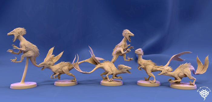 Feathered Velociraptors Raptor Dinosaur 28mm Miniatures