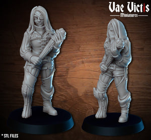 Female Human Bandit w/ Club 28mm or 32mm Miniatures