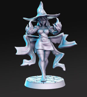 Sexy Female Wizard Witch Pinup Veena 28mm or 32mm Halloween or RPG Miniatures