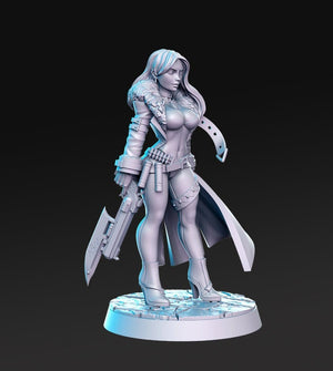 Sexy Female Gunslinger Trish 28mm or 32mm Miniatures