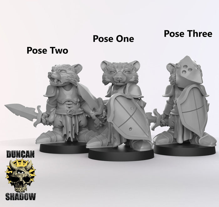 Raccoon Folk Paladin 28mm or 32mm Miniatures