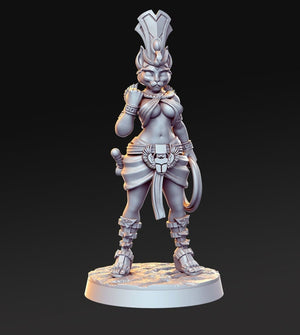 Sexy Female Catgirl Cathramun Tabaxi Egyptian Warrior 28mm or 32mm Miniatures