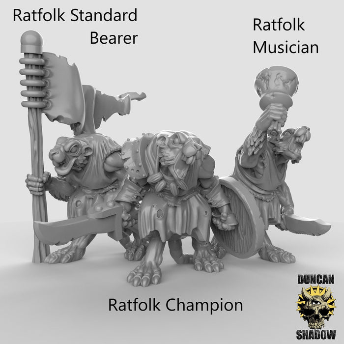 Skaven Ratfolk Command Troops 28mm or 32mm Miniatures