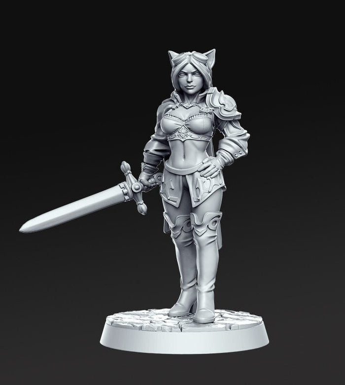 Sexy Catgirl Tabaxi Monster Hunter Ambar 28mm or 32mm Miniatures