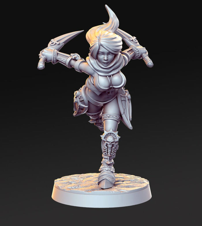 Sexy Female Rogue Assassin Mikasa Daggers 28mm or 32mm Miniatures