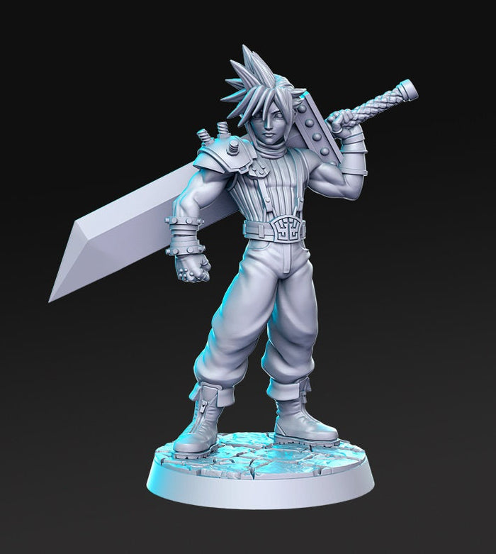 Claude Swordsman Cloud Fantasy 28mm or 32mm Miniatures