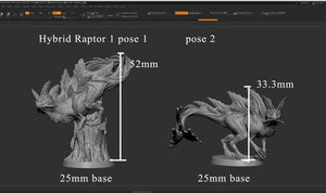 Raptor Dinosaurs 3 Varieties 28mm Miniatures