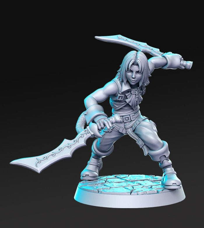 Zhedonis Dual Scimitar Warrior 28mm or 32mm Miniatures