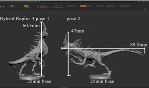 Raptor Dinosaurs 3 Varieties 28mm Miniatures