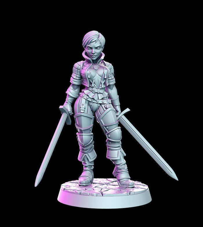 Daena Dual Sword Duelist 28mm or 32mm Miniatures