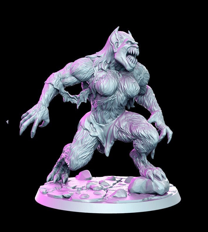 female halloween monsters Large Female Werebeast Werewolf Monster Halloween Figure – unB10 Miniatures