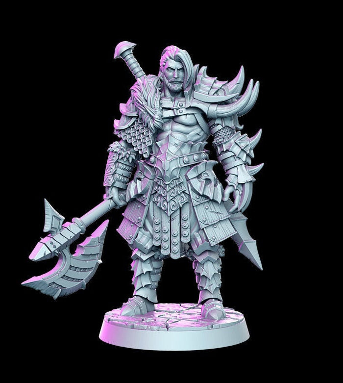 Kron Battleaxe Barbarian Warlord 28mm or 32mm Miniatures