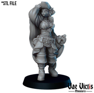 Female Tabaxi Pirate Captain 28mm or 32mm Miniatures