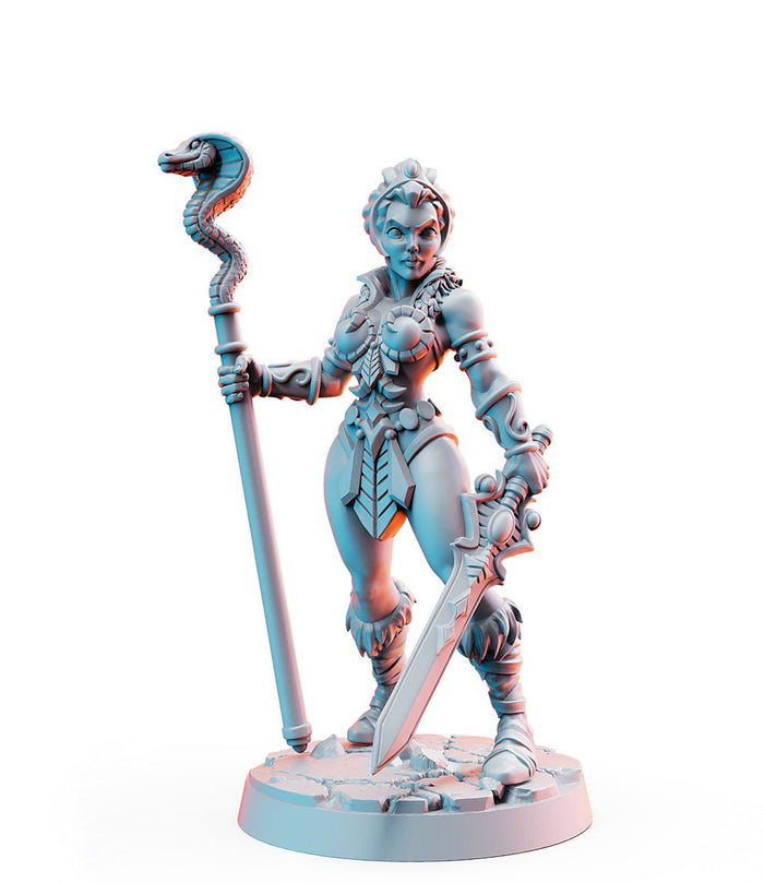 Sheela Female Warrior - 2 Poses Teela -  28mm or 32mm Miniatures