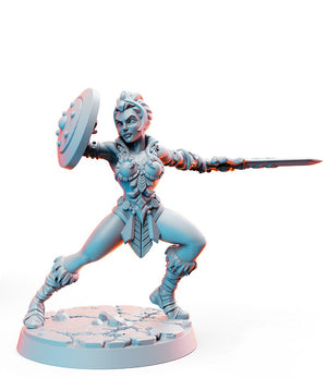 Sheela Female Warrior - 2 Poses Teela -  28mm or 32mm Miniatures