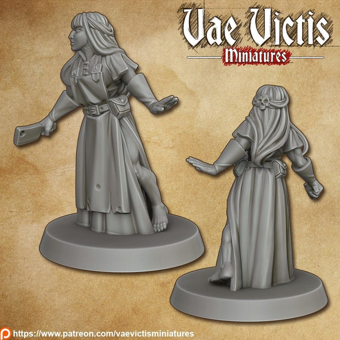 Female Butcher Witch 28mm or 32mm Halloween or RPG Miniatures