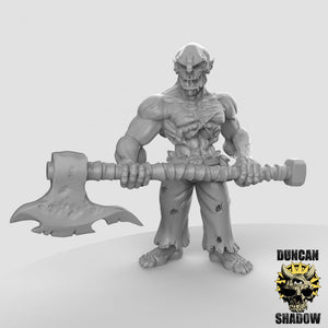 Great Axe Wielding Ghoul Monster 28mm or 32mm Miniatures