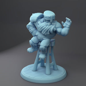 Arm Wrestling Dwarf and Musclebound Wizard Tavern 28mm 32mm or 54mm Miniatures