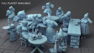 Millie the Merc SFW and NSFW (Nude)  Tavern Playset 28mm, 32mm, or 54mm Scale Miniatures