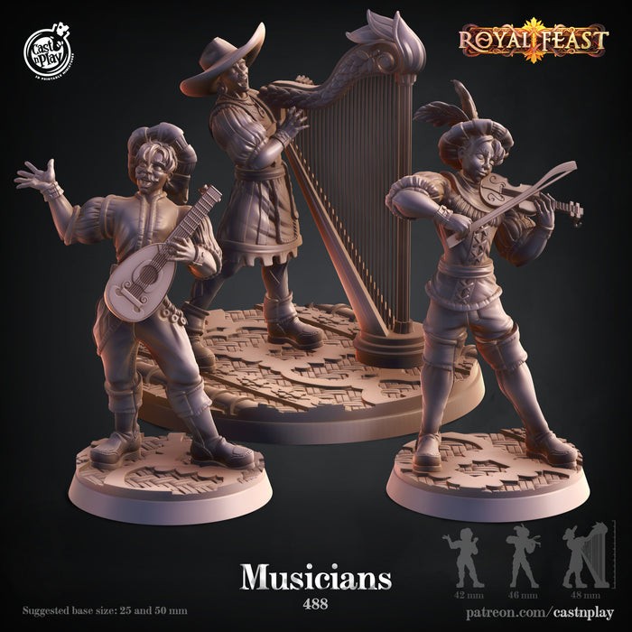 Musicians Lute Violin Harp - 28mm or 32mm Miniatures