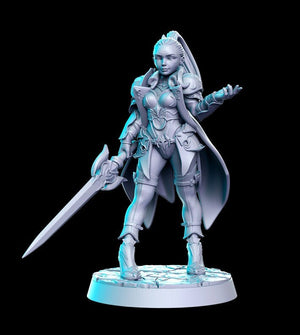 Female Fighter Ainara Guard Officer 28mm or 32mm Miniatures