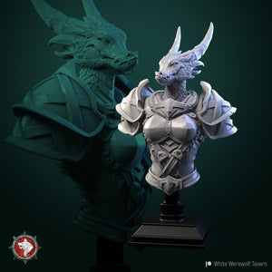 Armored Arsha Dragonborn Priestess Bust