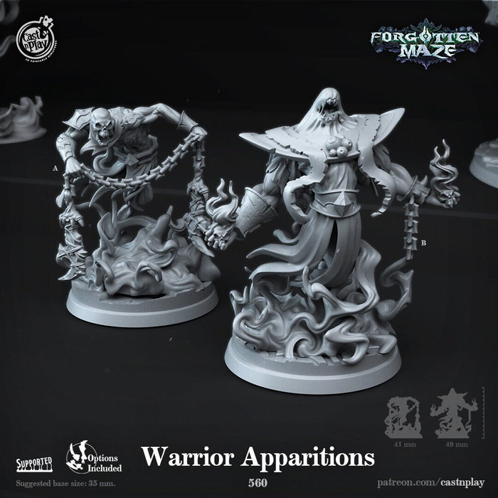 Warrior Apparitions Large Undead - Halloween or RPG Miniature