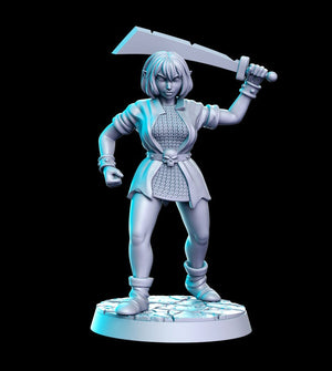 Female Orc w/ Sword or Morningstar - Heroine Quest 1 and 2 - 28mm or 32mm Miniature