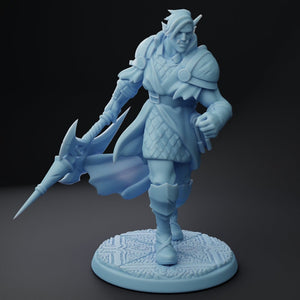 Denthir Elf Fighter Cleric Mini w/ Mace or Polearm - 28mm, 32mm, or 54mm Miniatures